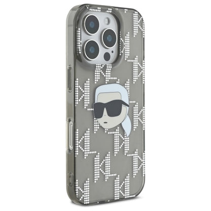 Hoes voor Apple iPhone 16 Pro Max, Karl Lagerfeld, IML Luxury Electroplated Karl's Head, Zwart
