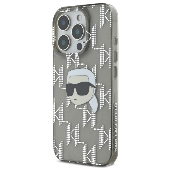 Hoes voor Apple iPhone 16 Pro Max, Karl Lagerfeld, IML Luxury Electroplated Karl's Head, Zwart