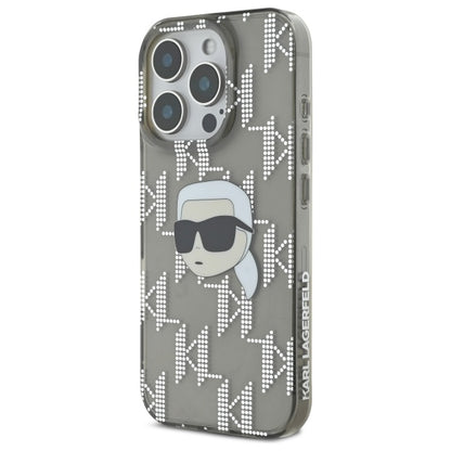 Hoes voor Apple iPhone 16 Pro Max, Karl Lagerfeld, IML Luxury Electroplated Karl's Head, Zwart