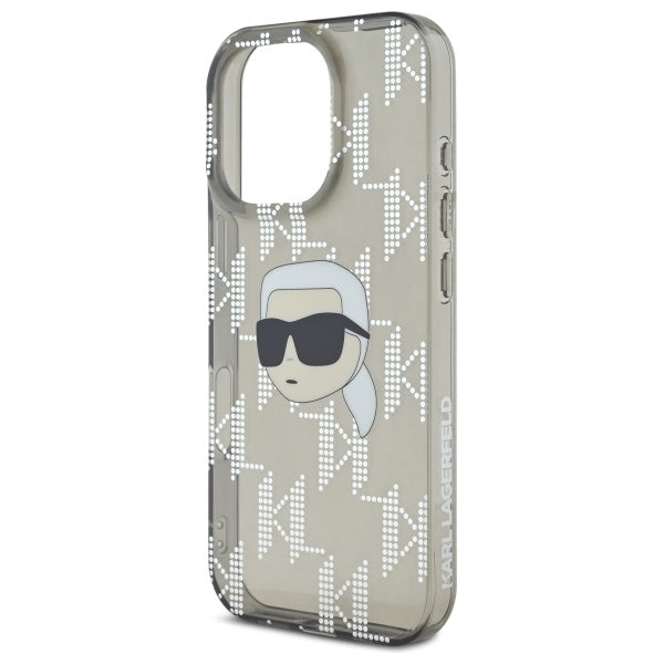 Hoes voor Apple iPhone 16 Pro Max, Karl Lagerfeld, IML Luxury Electroplated Karl's Head, Zwart