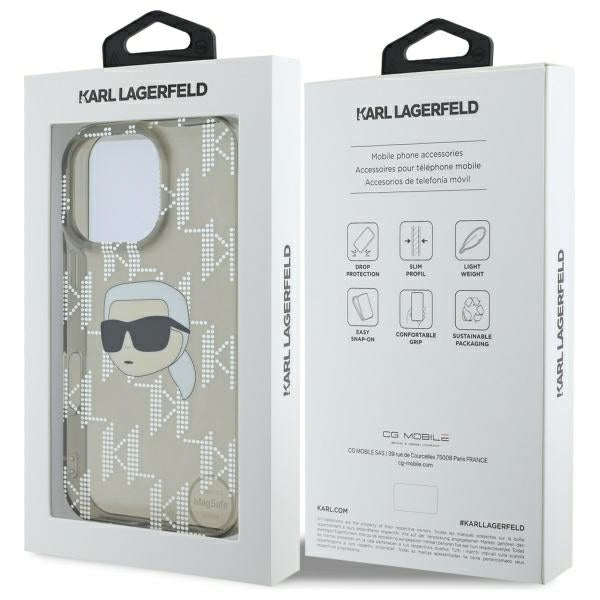 Hoes voor Apple iPhone 16 Pro Max, Karl Lagerfeld, IML Luxury Electroplated Karl's Head, Zwart