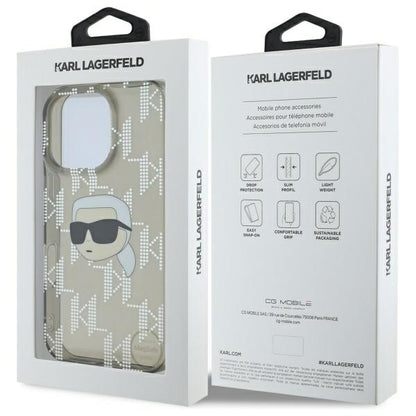 Hoes voor Apple iPhone 16 Pro Max, Karl Lagerfeld, IML Luxury Electroplated Karl's Head, Zwart