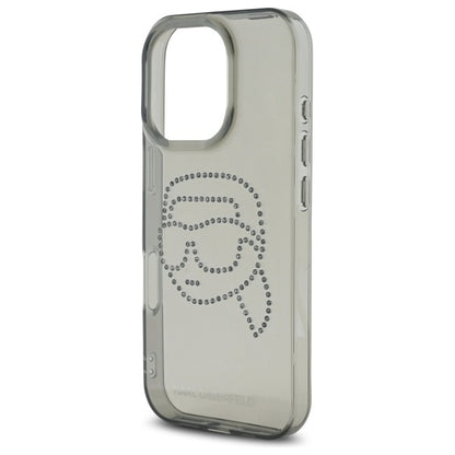 Hoes voor Apple iPhone 16 Pro Max, Karl Lagerfeld, IML Rhinestones Karl's Head, Zwart