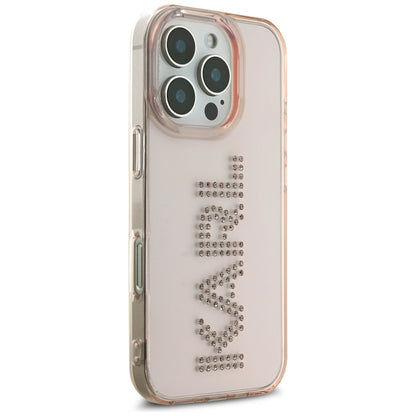 Hoes voor Apple iPhone 16 Pro Max, Karl Lagerfeld, IML Rhinestones Pink Logo, Roze
