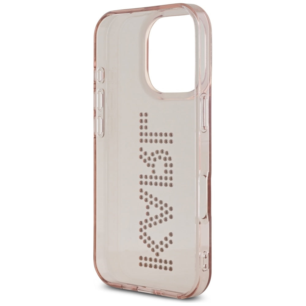 Hoes voor Apple iPhone 16 Pro Max, Karl Lagerfeld, IML Rhinestones Pink Logo, Roze