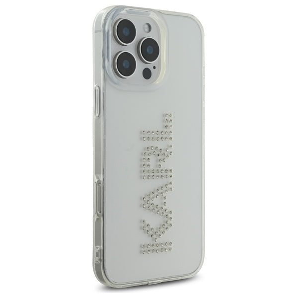 Étui pour Apple iPhone 16 Pro Max, Karl Lagerfeld, Logo Transparent IML Rhinestones, Transparent