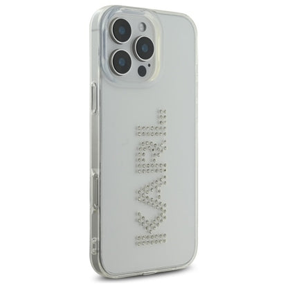Étui pour Apple iPhone 16 Pro Max, Karl Lagerfeld, Logo Transparent IML Rhinestones, Transparent