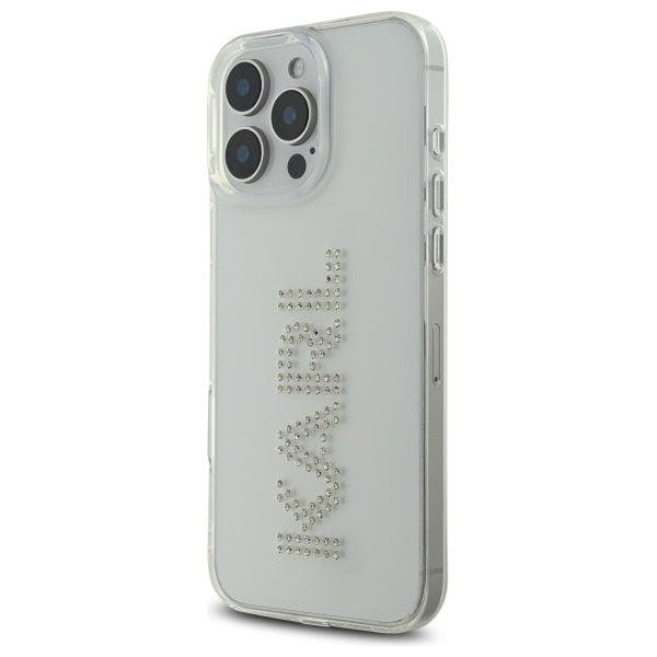 Étui pour Apple iPhone 16 Pro Max, Karl Lagerfeld, Logo Transparent IML Rhinestones, Transparent