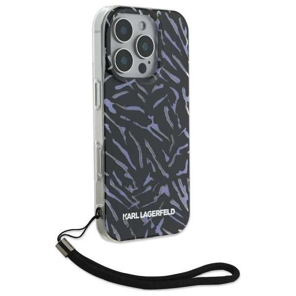Case for Apple iPhone 16 Pro Max, Karl Lagerfeld, Zebra with Cord Strap, Purple