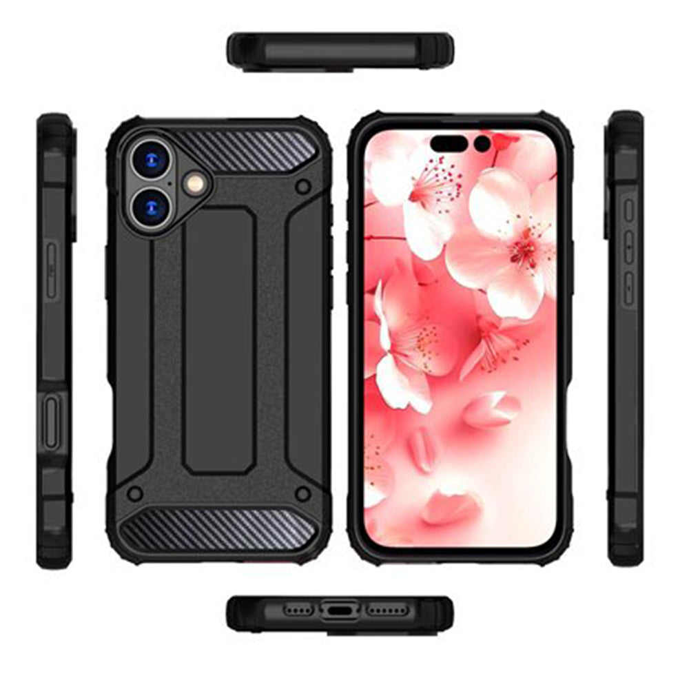 Hoes voor Apple iPhone 16 Pro Max, Techsuit, Hybrid Armor, Zwart