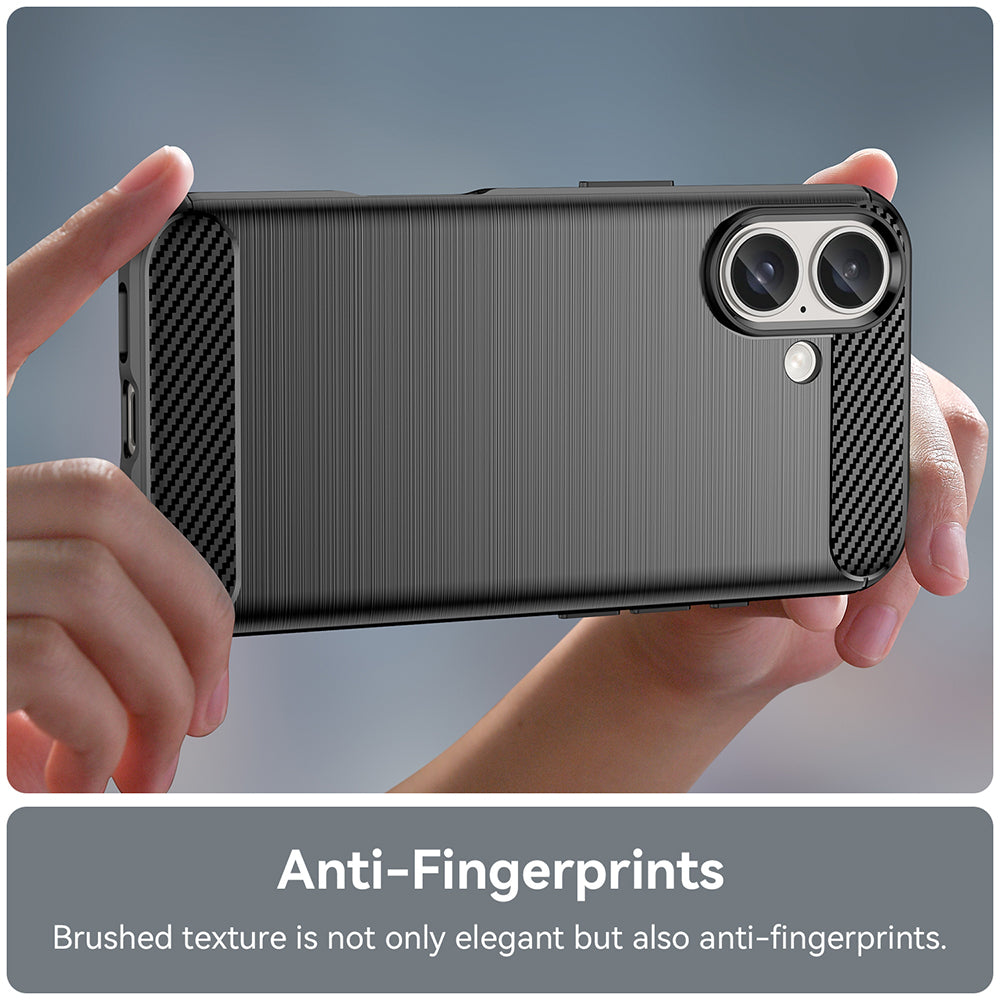 Hülle für Apple iPhone 16, Techsuit, Carbon, Schwarz