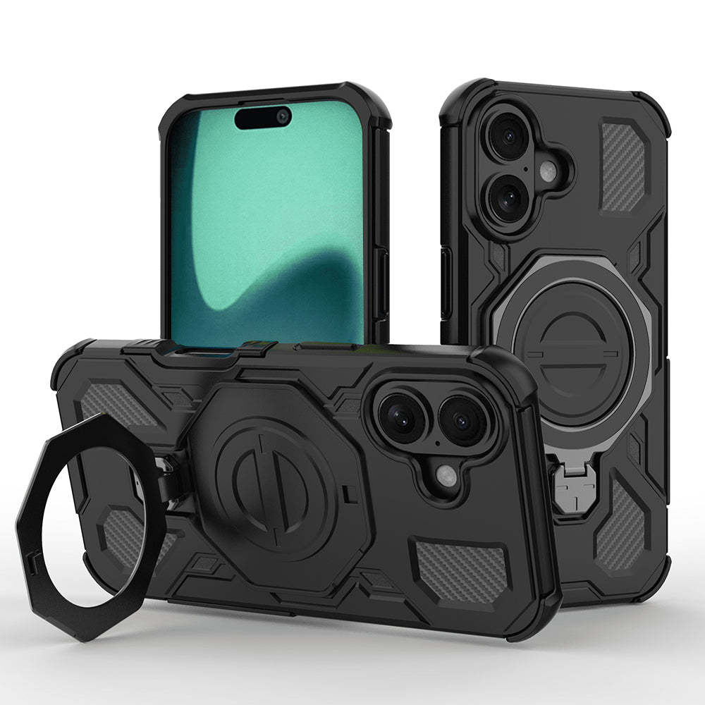Coque pour Apple iPhone 16, Techsuit, Carbon Shield Pro, Noire