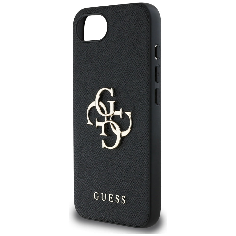 Hoes voor Apple iPhone 16e, Guess, 4G Grained Big en Classic Logo, Zwart