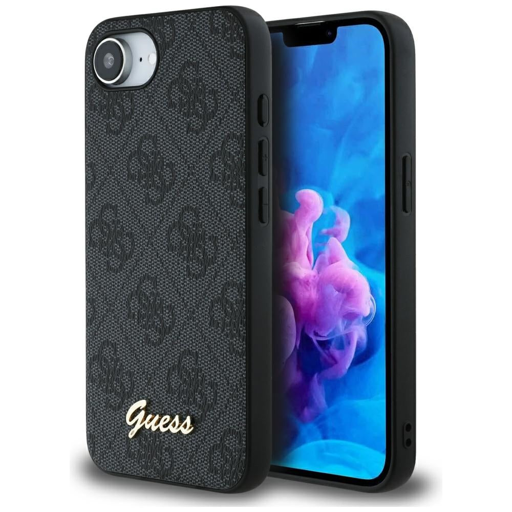 Étui pour Apple iPhone 16e, Guess, Logo Script 4G, Noir