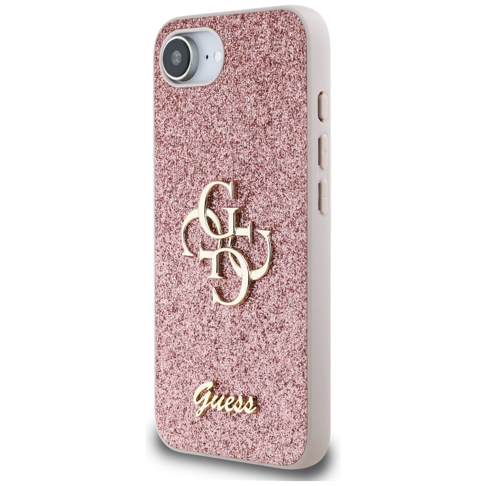 Étui pour Apple iPhone 16e, Guess, Fixed Glitter Big 4G, Rose