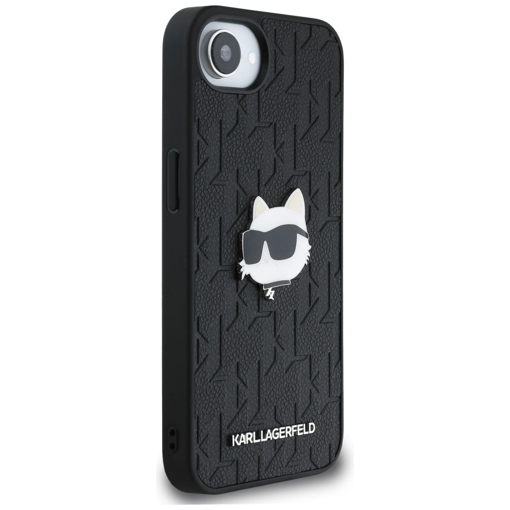 Hülle für Apple iPhone 16e, Karl Lagerfeld, Monogram Choupette's Head, Schwarz