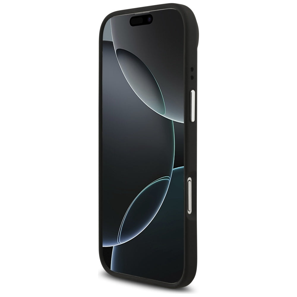 Hülle für Apple iPhone 17 Air, Guess, 4G Grained Big and Classic Logo, Schwarz Silbern