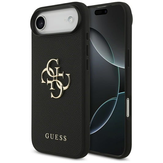 Hoes voor Apple iPhone 17 Air, Guess, 4G Grained Big en Classic Logo, Zwart