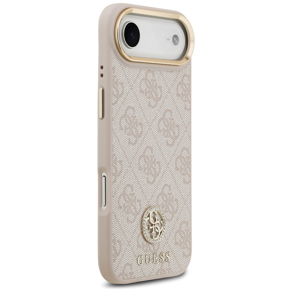 Hoes voor Apple iPhone 17 Air, Guess, 4G Strass Logo en Grote Band, Roze