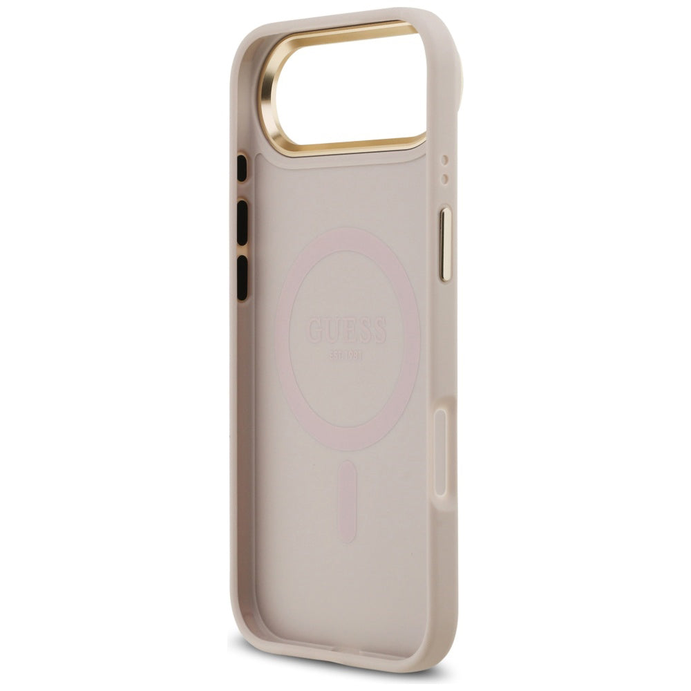 Hoes voor Apple iPhone 17 Air, Guess, 4G Strass Logo en Grote Band, Roze