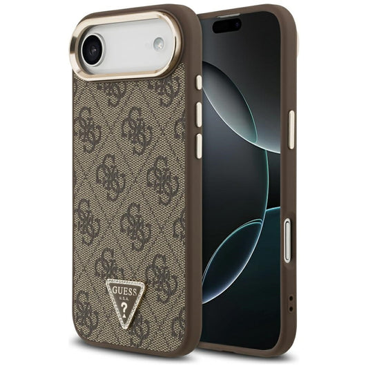 Hoes voor Apple iPhone 17 Air, Guess, 4G Triangle Logo, Goudbruin