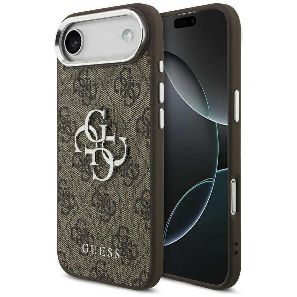 Étui pour Apple iPhone 17 Air, Guess, Big 4G Logo Classic, Marron Argenté.