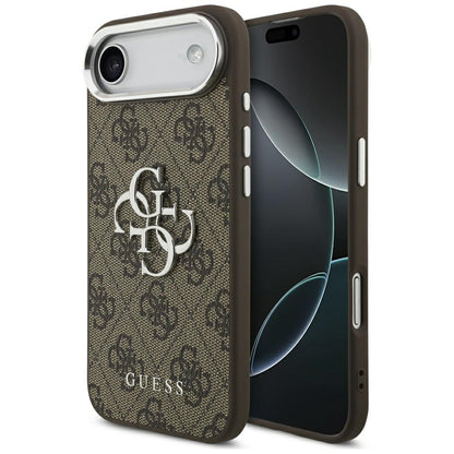 Étui pour Apple iPhone 17 Air, Guess, Big 4G Logo Classic, Marron Argenté.