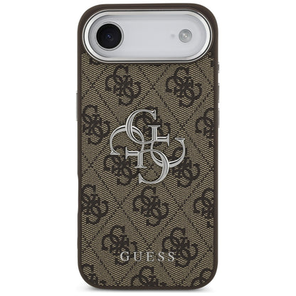 Étui pour Apple iPhone 17 Air, Guess, Big 4G Logo Classic, Marron Argenté.