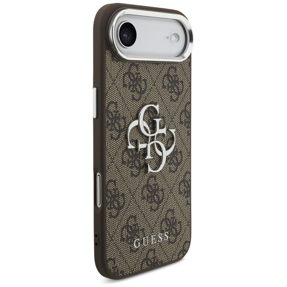 Étui pour Apple iPhone 17 Air, Guess, Big 4G Logo Classic, Marron Argenté.