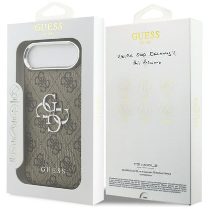 Étui pour Apple iPhone 17 Air, Guess, Big 4G Logo Classic, Marron Argenté.