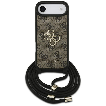 Hoes voor Apple iPhone 17 Air, Guess, Crossbody Cord 4G Big Log, Bruin
