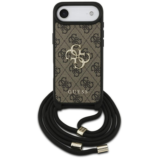 Hoes voor Apple iPhone 17 Air, Guess, Crossbody Cord 4G Big Log, Bruin