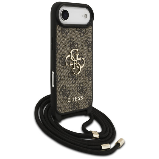 Hoes voor Apple iPhone 17 Air, Guess, Crossbody Cord 4G Big Log, Bruin