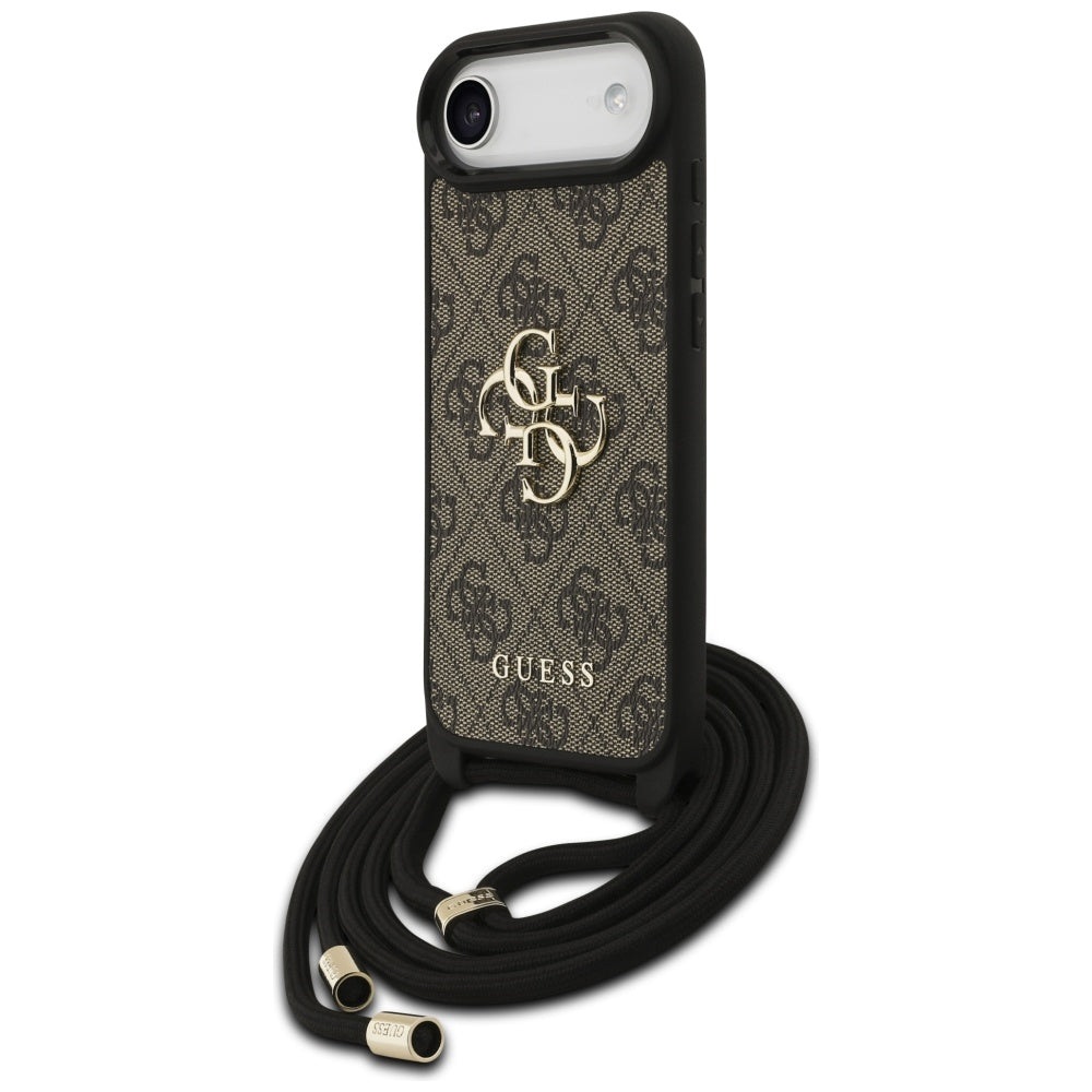 Hoes voor Apple iPhone 17 Air, Guess, Crossbody Cord 4G Big Log, Bruin