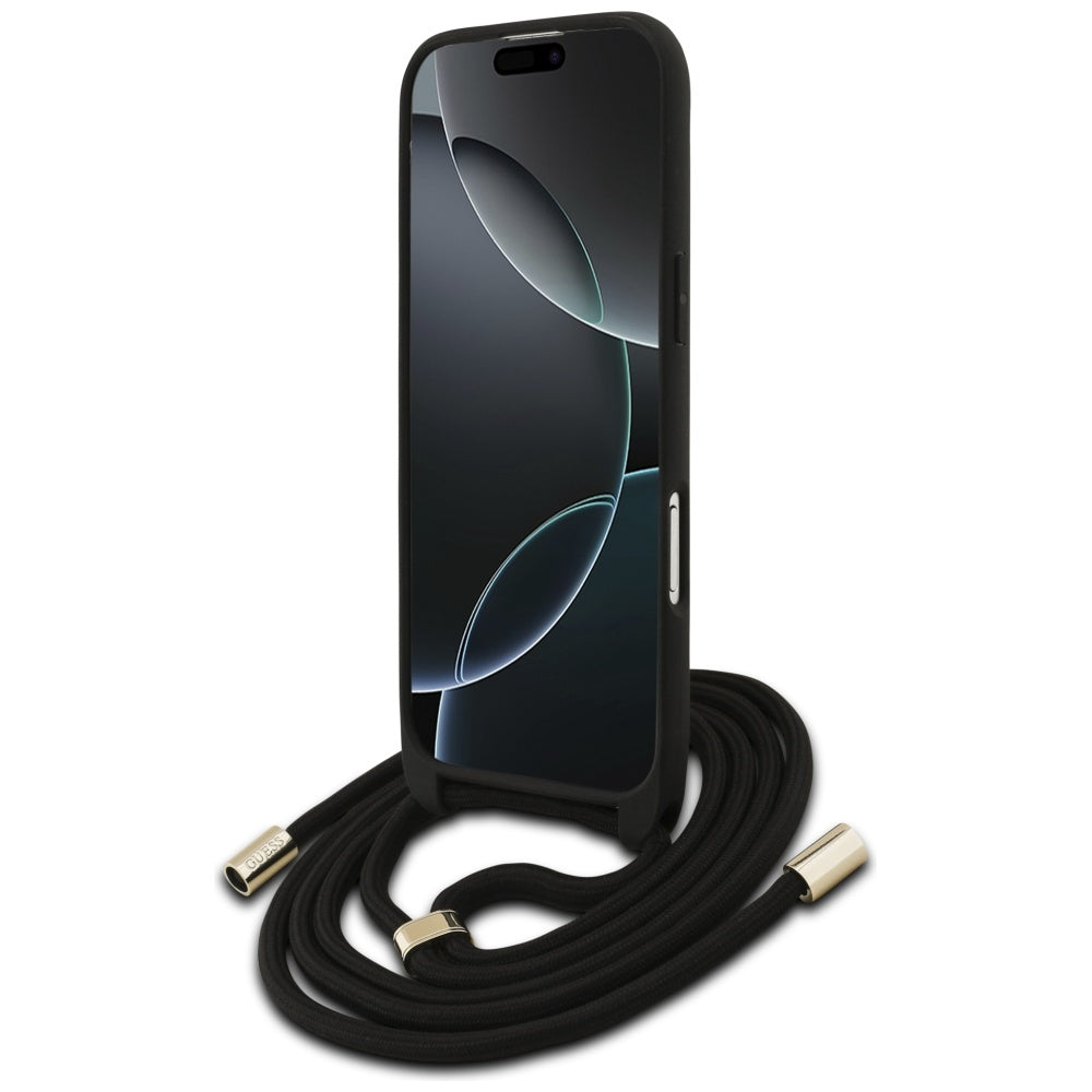 Hoes voor Apple iPhone 17 Air, Guess, Crossbody Cord 4G Big Log, Bruin