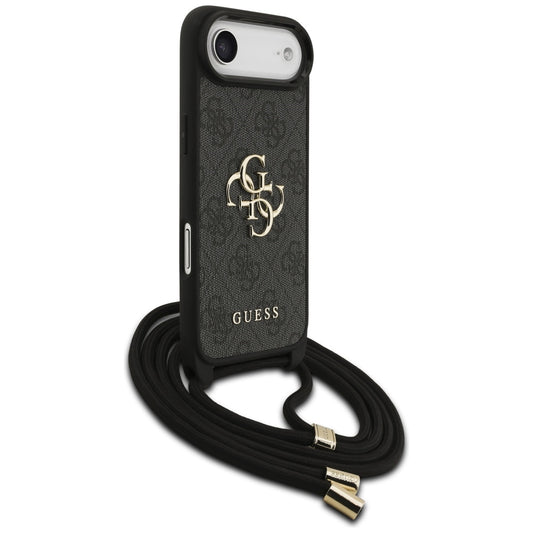 Hoes voor Apple iPhone 17 Air, Guess, Crossbody Cord 4G Big Log, Zwart