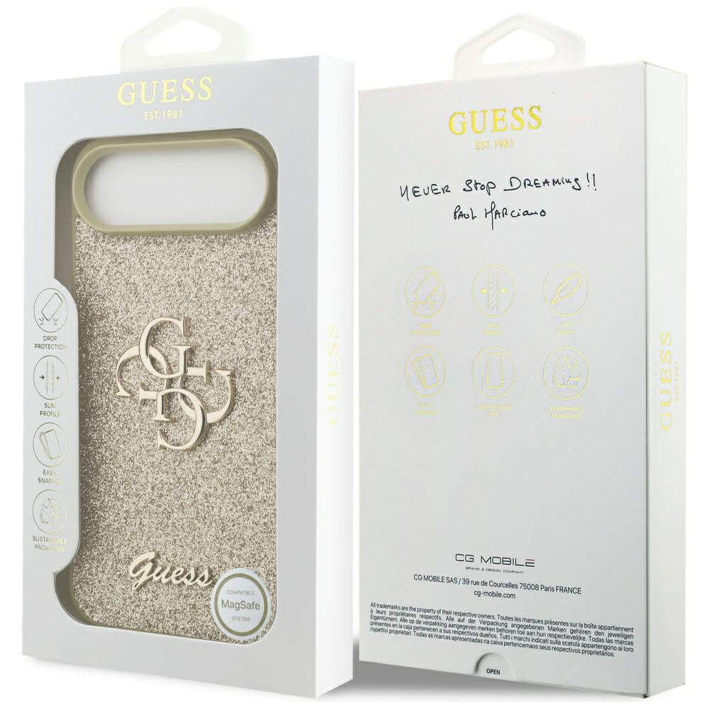 Étui pour Apple iPhone 17 Air, Guess, Fixed Glitter Big 4G, Doré