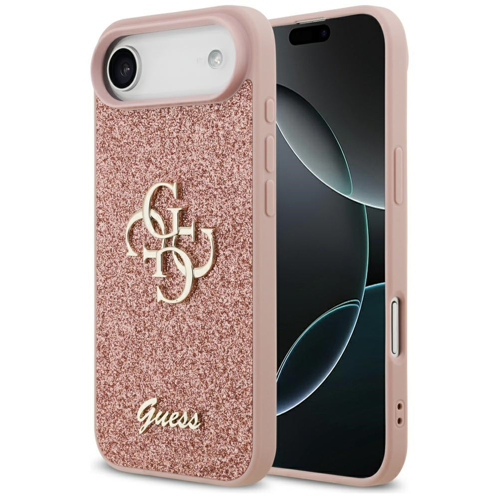 Hoes voor Apple iPhone 17 Air, Guess, Fixed Glitter Big 4G, Roze