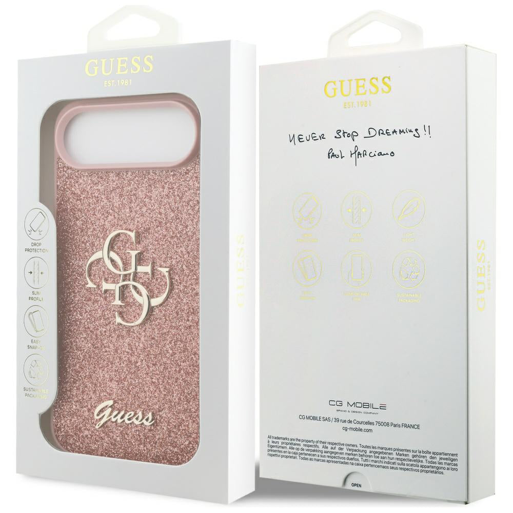 Hoes voor Apple iPhone 17 Air, Guess, Fixed Glitter Big 4G, Roze