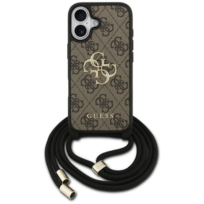 Hoes voor Apple iPhone 17, Guess, 4G CBDY Big Logo met Koordriem, Bruin