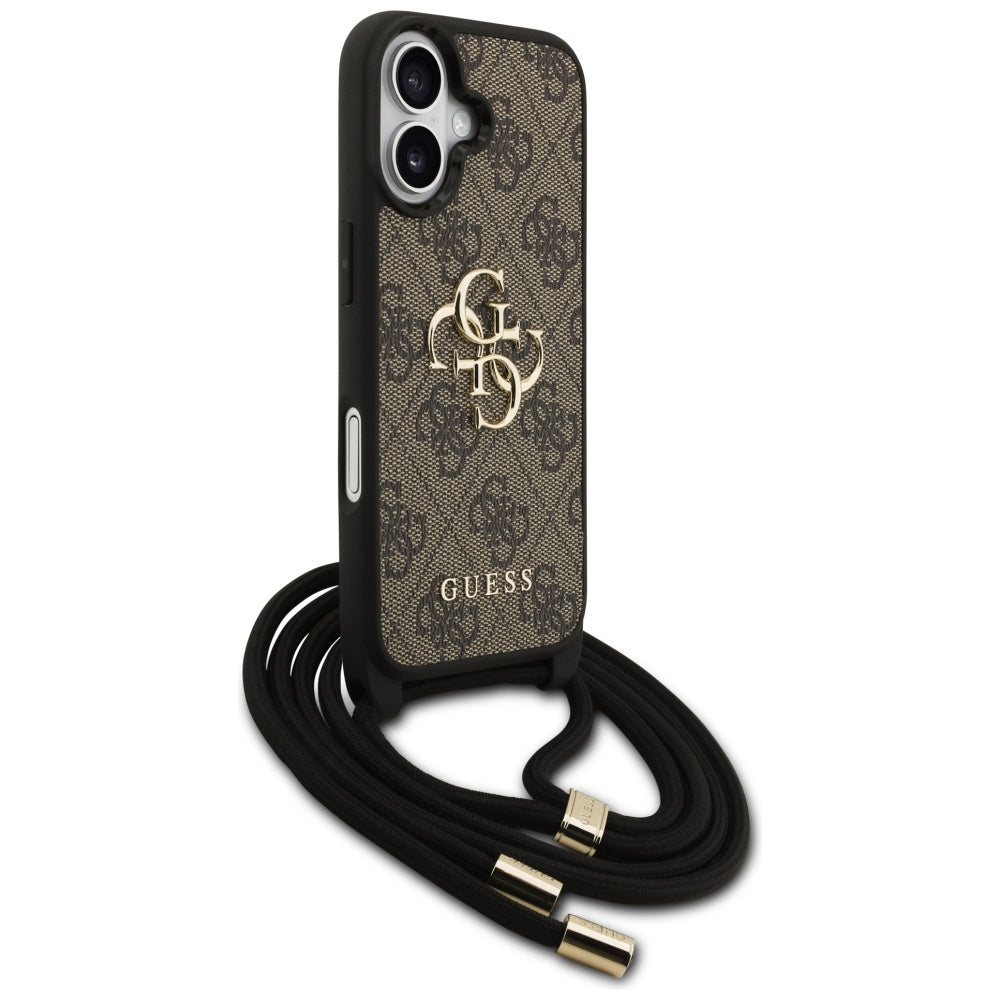 Hoes voor Apple iPhone 17, Guess, 4G CBDY Big Logo met Koordriem, Bruin