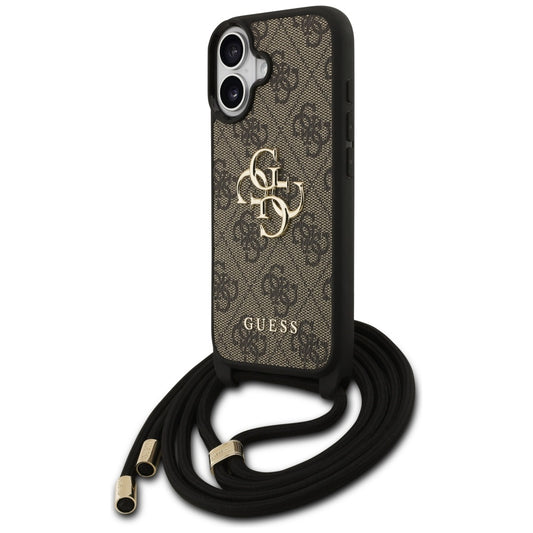 Hoes voor Apple iPhone 17, Guess, 4G CBDY Big Logo met Koordriem, Bruin