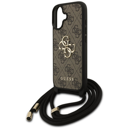 Hoes voor Apple iPhone 17, Guess, 4G CBDY Big Logo met Koordriem, Bruin