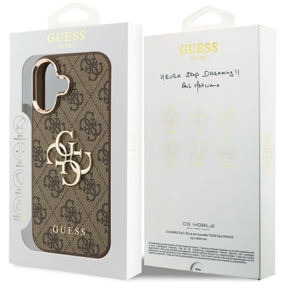 Étui pour Apple iPhone 17, Guess, Big 4G Logo Classic, Marron Doré