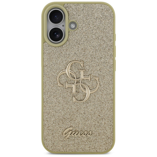 Hoes voor Apple iPhone 17, Guess, Fixed Glitter Big 4G, Goudkleurig