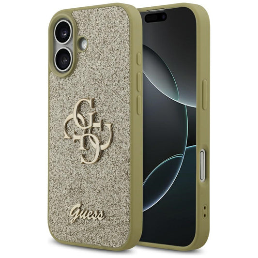 Hoes voor Apple iPhone 17, Guess, Fixed Glitter Big 4G, Goudkleurig
