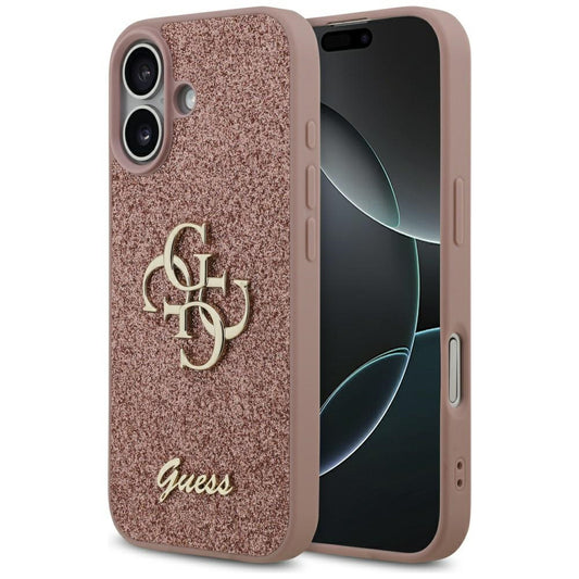 Hoes voor Apple iPhone 17, Guess, Fixed Glitter Big 4G, Roze