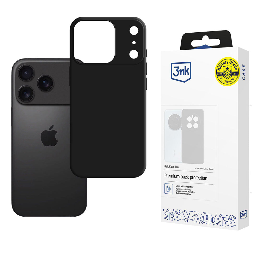 Hoes voor Apple iPhone 17 Pro, 3MK, Matt Pro, Zwart