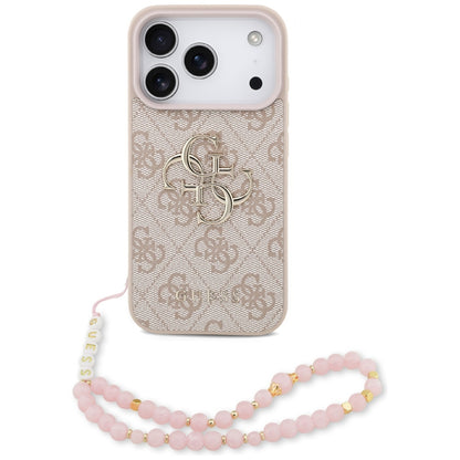 Étui pour Apple iPhone 17 Pro, Guess, 4G Classic Logo avec Sangle, Rose