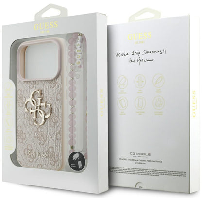 Étui pour Apple iPhone 17 Pro, Guess, 4G Classic Logo avec Sangle, Rose